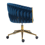 ZNTS Modern design the backrest is hand made woven Office chair,Vanity chairs with wheels,Height 93876895