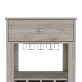 Memphis Bar Cart, Twelve Built-in Wine Rack, Four Legs, One Open Shelf -Light Gray B07092097
