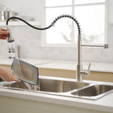 Commercial Brushed Nickel Kitchen Faucet with Pull Out Sprayer, Single Handle Single Lever Kitchen W1932P172337