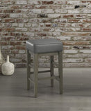 Transitional Gray Faux Leather Seat 24-inch Counter Height Stools Set of 2, Antique Gray Finish B011P231744
