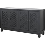 ZNTS TREXM Large Storage Space Sideboard, 4 Door Buffet Cabinet with Pull Ring Handles for Living Room, WF304838AAB