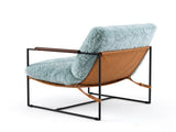 28 Inch Extra Wide Sling Accent Chair, Fully Disassembled, Rubber Wood Armrest, Metal Iron Frame, 44300841