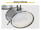 22" Adult 5-Drum Set, Poplar Wood Shells with Double-Layerheads, Brushed Gray Finish, Adult 00417398
