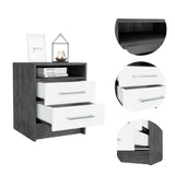 Eter Nightstand , End Table, Side Table Superior Top, Two Drawers -Smokey Oak / White B20092016