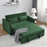 55" Modern Convertible Sofa Bed with 2 Detachable Arm Pockets, Velvet Loveseat Sofa with Pull Out W119363993