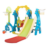 ZNTS 5 in 1 Slide and Swing Playing Set, Toddler Extra-Long Slide with 2 Basketball Hoops, Football, W2181139398