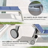 ZNTS Outdoor Patio Chaise Lounge Set of 3, Aluminum Pool Lounge Chairs with Side Table and Wheels, W1859P172278