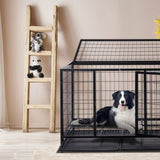 ZNTS 42 Inch Heavy Duty Dog Crate, Metal Dog Cage Dog Kennel for Medium to Large Dogs with Double Doors, 52893270