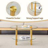 Contemporary Minimalist Double Layer Tempered Glass Coffee Table - 27.5" Top and 23.6" W1151P234005