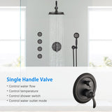 Single-Handle 4-Spray Patterns Bathroom Rain Shower Faucet with Body Jet Handshower in Matte Black W1219133592