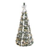 6FT Flocked Pop-Up Christmas Tree with 150 Warm White UL Lights Pre-Decorated with Ornaments, T3637P338603