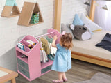 Kids Costume Organizer Costume RackKids ArmoireOpen Hanging Armoire Closet with Mirror-PINK 17806571
