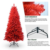 Artificial 6ft Red Christmas Tree with 804 PVC Branch Tips, Hinged Premium & Foldable Base for 90920459