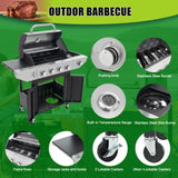 Propane Grill 4 Burner Barbecue Grill Stainless Steel Gas Grill with Side Burner and Thermometer for 57948567
