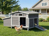 Outdoor Gray Free-Range Wooden Chicken Coop with Asphalt Roof, Pull-Out Tray, Nesting Box with Easy 70089327