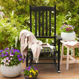 ZNTS 68.5*86*115CM Square Wooden Rocking Chair Wavy Backboard Black 40856754