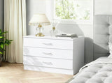 3-Drawer Wide Drawer Cabinet Particleboard Bedside Table with Textured Melamine Finish 12277839