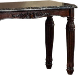 ZNTS Traditional Espresso Solid wood Sofa Table Faux Marble Top Intricate design Living Room Furniture B01151377