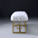 White and Gold Bench with Sled Base B062P189116