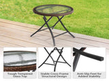 Outdoor Side, Round Rattan Patio Side, Small Foldable Wicker with Tempered Glass 95990667