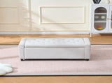 48" Storage Bedroom Bench for End of Bed, Faux Linen Upholstered Storage Ottoman with Arms for 05310834