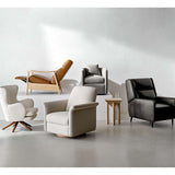 Swivel Accent Chair Modern Barrel Armchair with Wood Base for Bedroom Reading Waiting Living Room W3244P308325