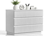 Handleless Grille-Finished 3-Drawer Bedside Table P2 Particleboard MDF & Melamine Veneer 18086722