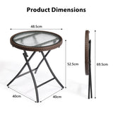 Outdoor Side, Round Rattan Patio Side, Small Foldable Wicker with Tempered Glass 35386669