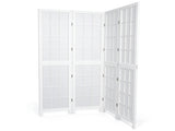 5.41ft White Painted 4-Panel Folding Screen Pine Wood & Non-Woven Fabric 29651562