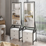 ZNTS 360&deg; Swivel Jewelry Armoire & Makeup Mirror Cabinet With 2 Bottom Drawer, Rotates Freely, Spacious W760P152287