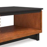 47" Coffee Table, No Assembly Required, Black with Bourbon Finish B108P160164