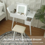 Vanity Desk Set with LED Lighted Mirror & Power Outlet, Flip Top Makeup Vanity Table with Drawers & W2837P197840