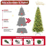 Artificial 7ft Green Christmas Tree with 1180PVC/Hard Needle Mixed Branch Tips, 400L warm white led, 56340225