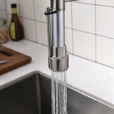 Kitchen Faucet with Pull Down Sprayer Brushed Nickel Stainless Steel Single Handle Kitchen Sink W1932119766