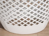 White 12 Inch Round Hollow Drum Patio Table for Balcony Decor 60844858