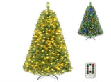 6 FT Pre-Lit Artificial Christmas Tree with 350 Dual Color LED Lights, 845 Branch Tips Hinged PVC 79630939