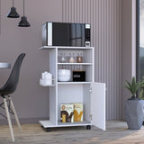 Clip Kitchen Cart, Single Door Cabinet, Four Casters -White B20092061