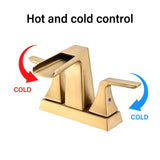 Two Handle 4 Inch Centerset Waterfall Bathroom Sink Faucet, Brushed Golden W122466880