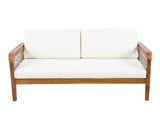 Outdoor Acacia Wood Loveseat & Coffee Table Set with Handwoven Rope, Teak Finish N768P363954T