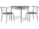1 Table 2 Chairs Table Set, Oval Tabletop, MDF & Metal Frame, KD Assemble 59100001