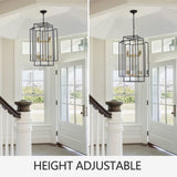 (Same as W1340142524/L1018-G) 8-Lights Black & Gold Lantern Tiered Pendant Light Fixtures, W1340P206664