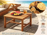 17 Acacia Wood Outdoor Side Table, Square Slatted Patio End Table with Drainage Design, HeavyDuty 86577775