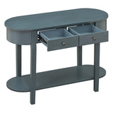 Elegant Retro Console Table with Curved Design and Smooth Glaze for Entryways, Living Rooms and 98080815