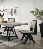 Contemporary Black Color 2pc Dining Side Chairs Light Gray Fabric Upholstered Chairs Arms Dining B011P286742