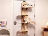 Door Hanging Cat Tree 5-Level Height Adjustable 4-Tier Climber No-Drill for Apartment Beige 95540825