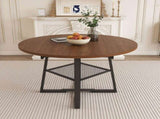 47 Inch Extendable Round Dining Table for 4-8 with Storage, Walnut Finish Circle Dining Table with 25685087