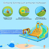 ZNTS Inflatable castle for children with inflator 450W, slide, jump area, climbing wall, 395 x 350 x 260 48941692