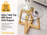 Modern practical circular coffee tables. Made of transparent tempered glass tabletop and wood W1151P146796