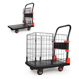 ZNTS Foldable Platform Push Hand Truck Cart, Basket Cage Cart, 330 lbs. Weight Capacity W162677010