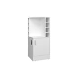 White Corner Bar Cabinet with Bottle Rack and Open Shelf B062P290255